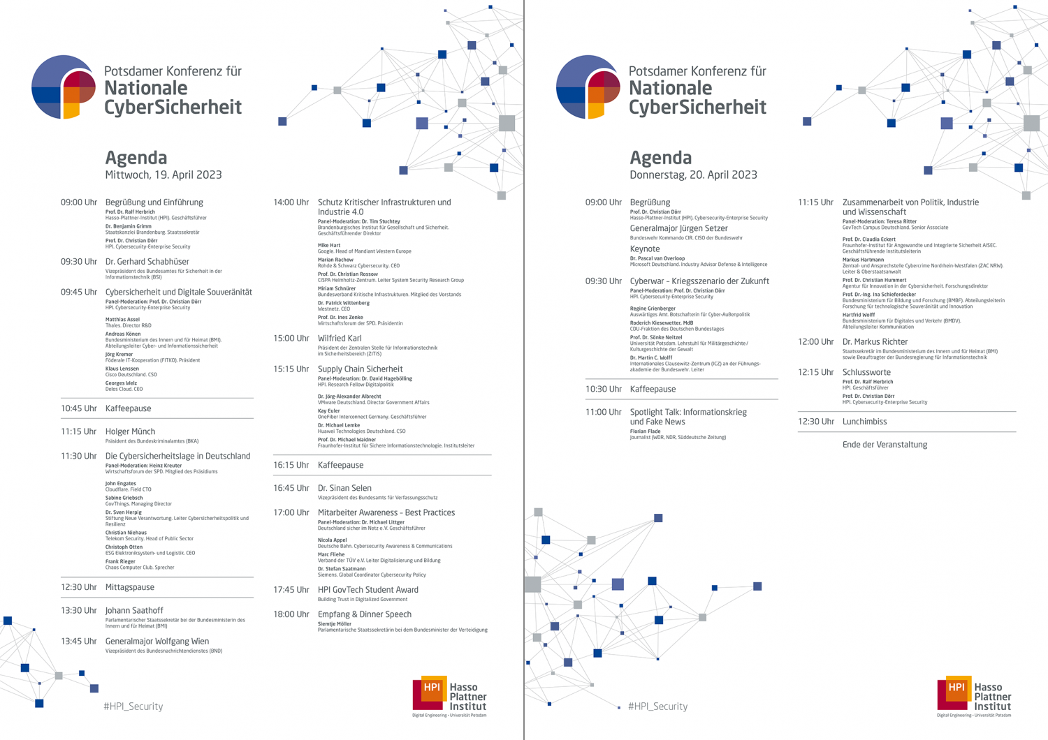 Agenda der Potsdamer Konferenz für Nationale CyberSicherheit